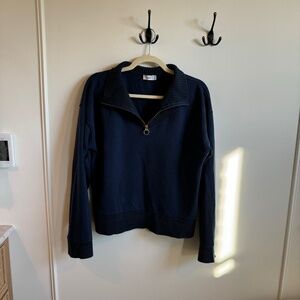 Closed Quarter Zip Sweatshirt with Knitted Detail, Size Small